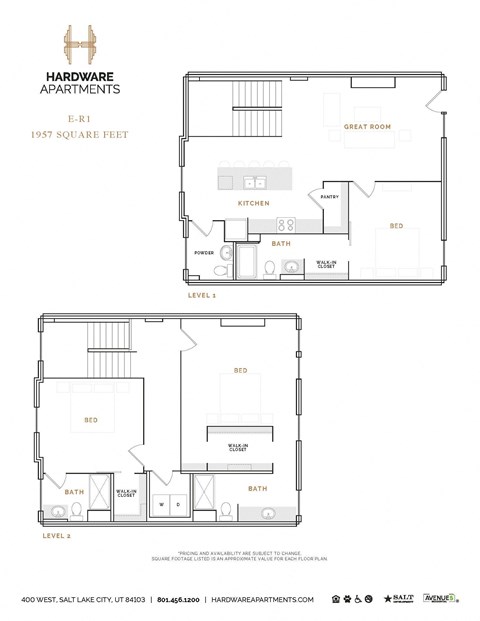 Floor plan for 3 beds, 3.5 baths, 2136 sqft